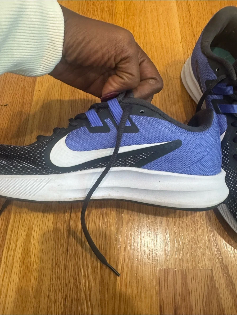 Nike Black and Purple Downshifter Athletic Sneakers
